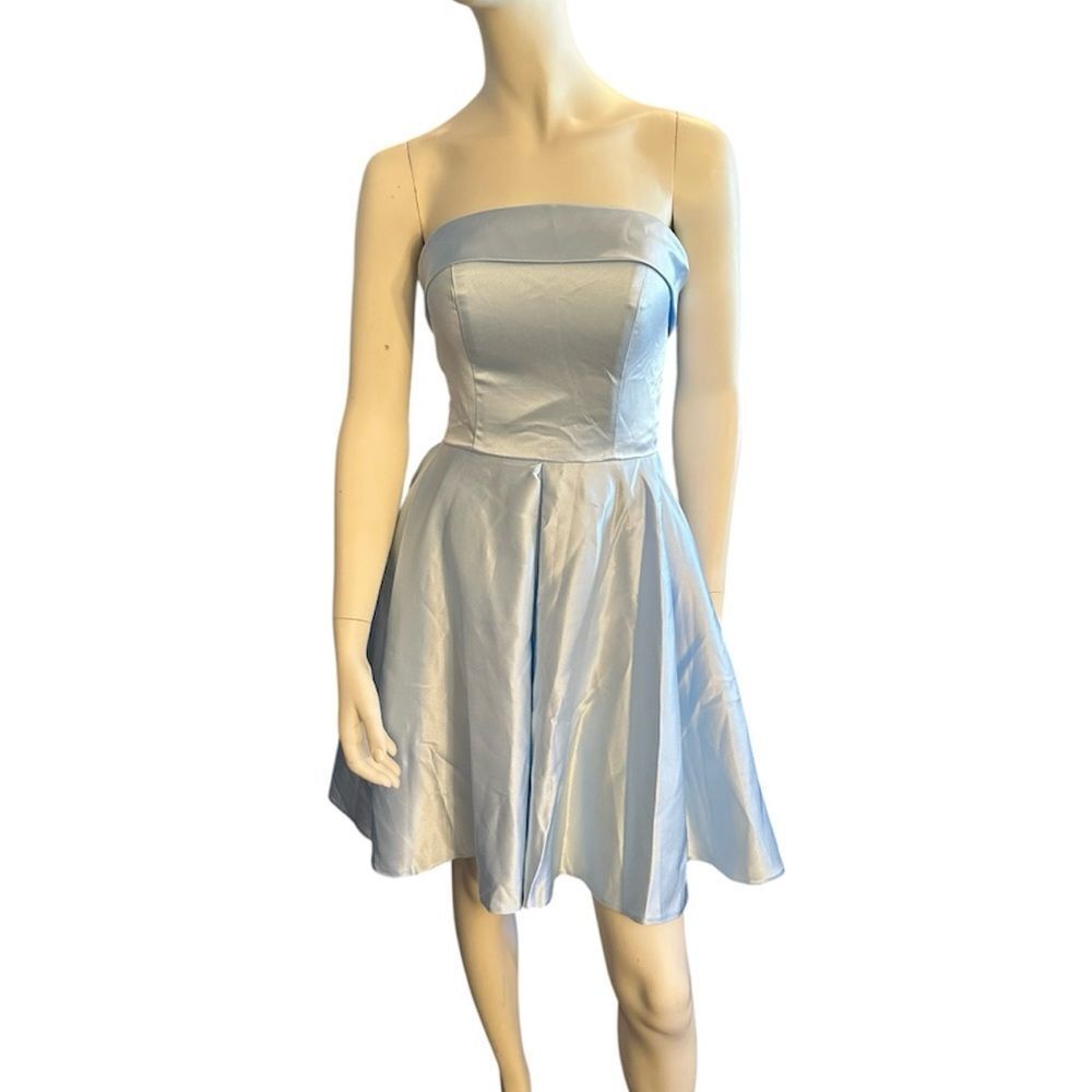Witness of Love Strapless Satin Dress Blue 4 NWT